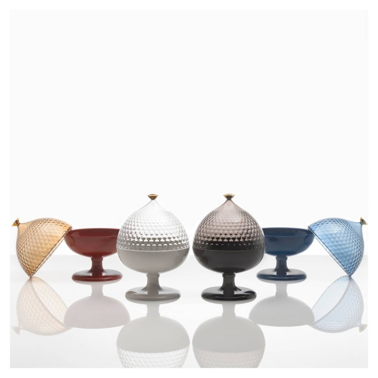 Kartell Δοχείο με πόδι Φ21/29 cm Smoke/Black σειρά Pumo Μπολ