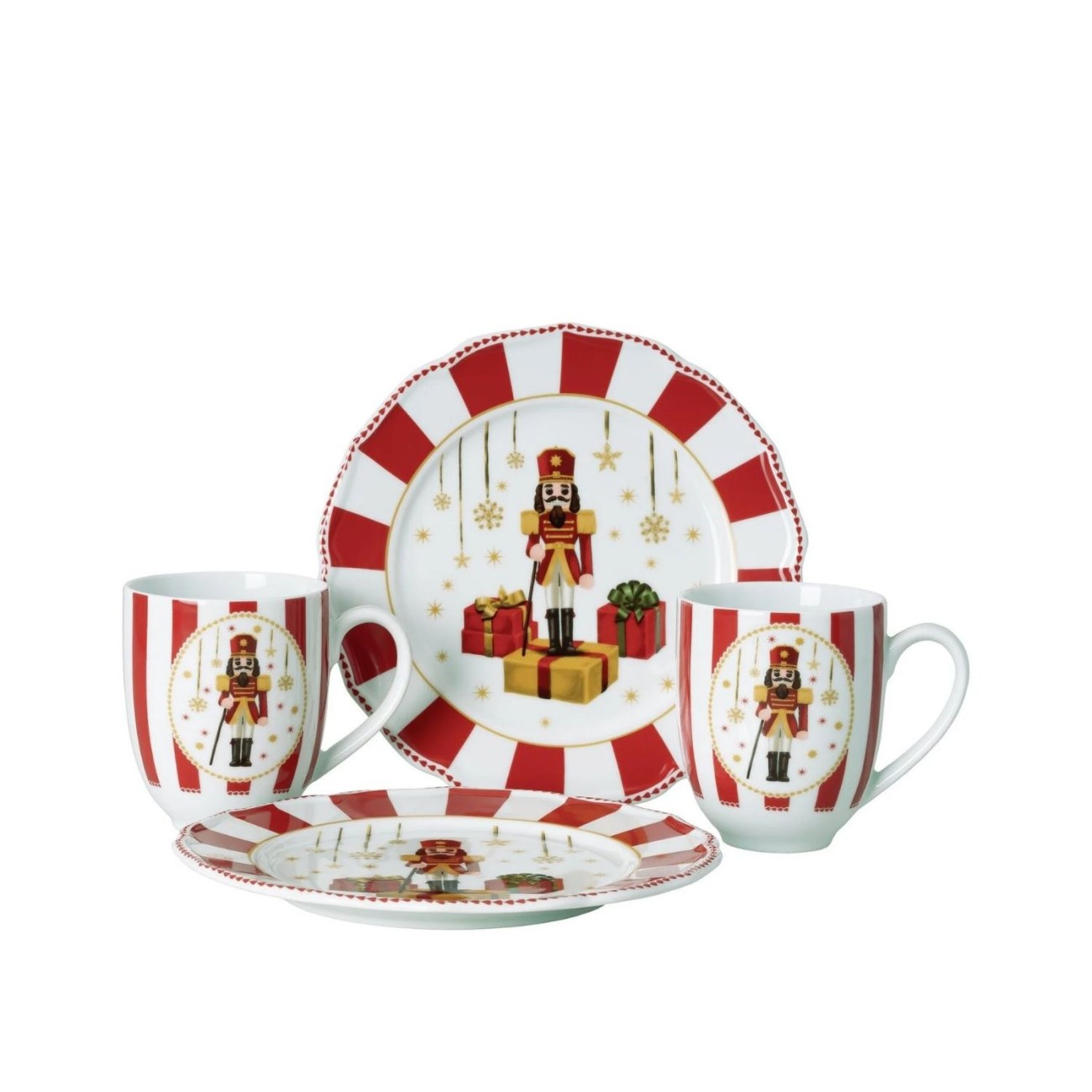 Hutschenreuther Σετ 4 τεμ., 2 Χ Πιάτο 22 εκ + 2 Χ Κούπα 400 ml red σειρά Christmas Love Χριστουγεννιάτικα