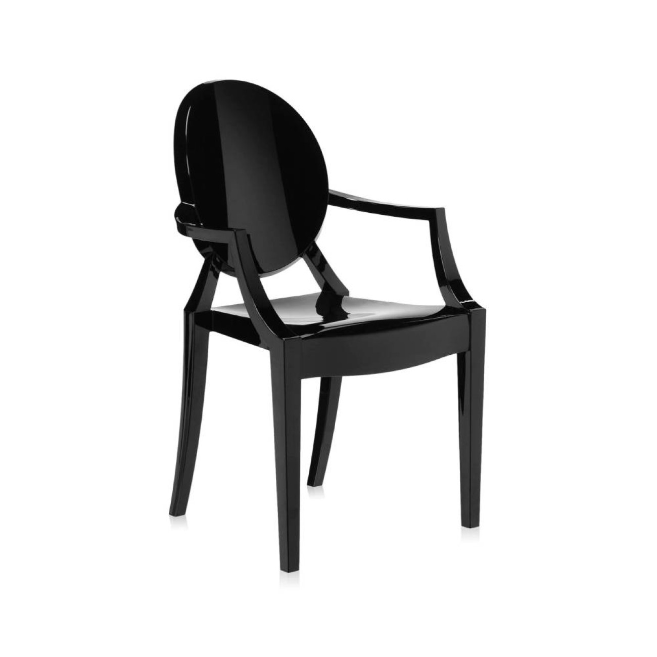 Kartell Καρέκλα black glossy σειρά Louis Ghost Καρέκλες