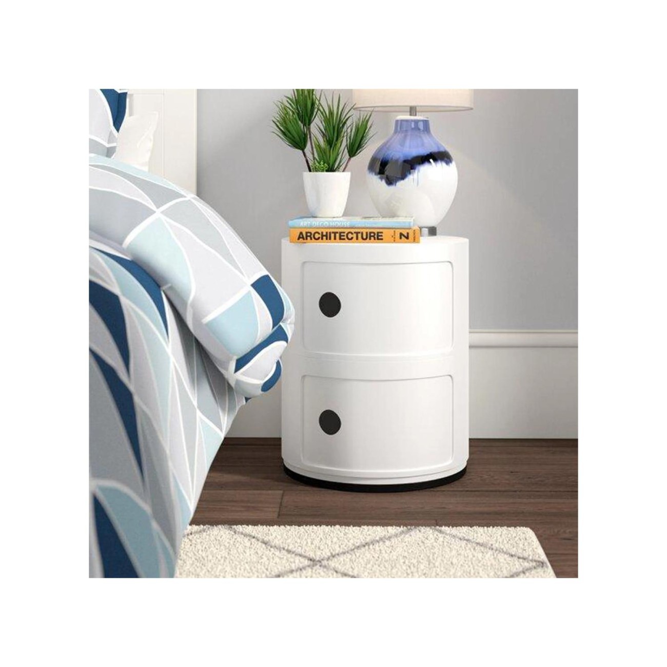 Kartell Συρταριέρα διπλή λευκή διάμετρος 32εκ. σειρά Componibili Συρταριέρες