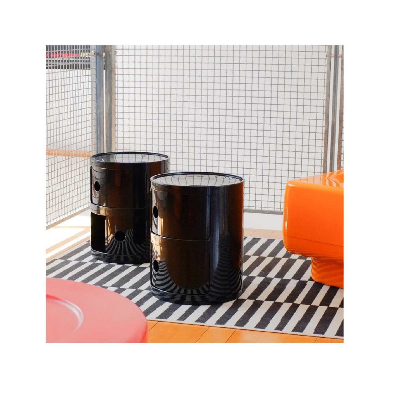 Kartell Συρταριέρα διπλή μαύρη διάμετρος 32εκ. σειρά Componibili Συρταριέρες