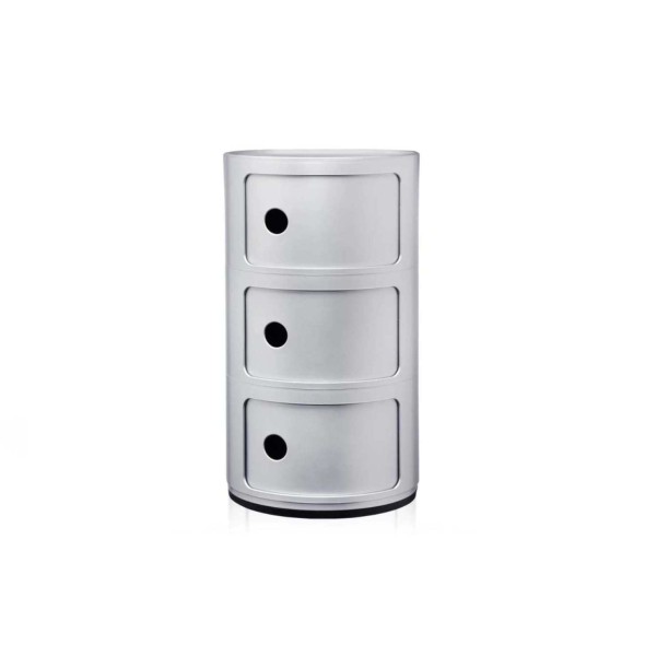Kartell Συρταριέρα τριπλή ασημί διάμετρος 32εκ. σειρά Componibili
