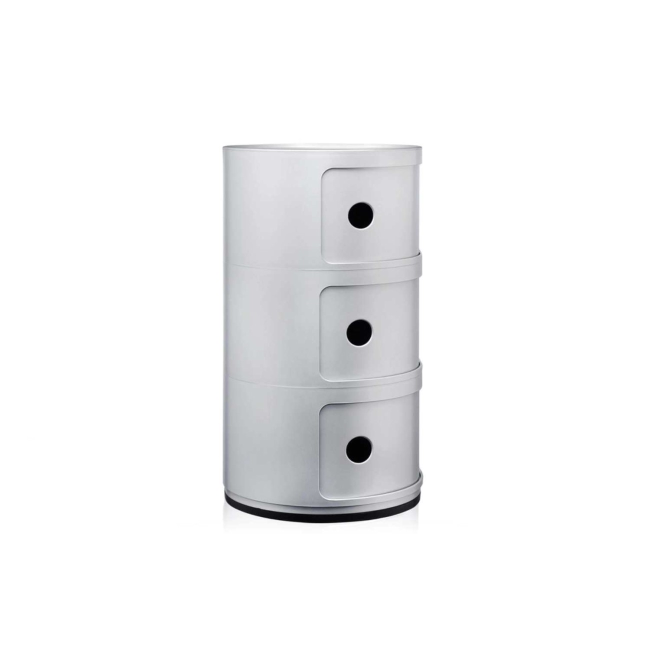 Kartell Συρταριέρα τριπλή ασημί διάμετρος 32εκ. σειρά Componibili Συρταριέρες
