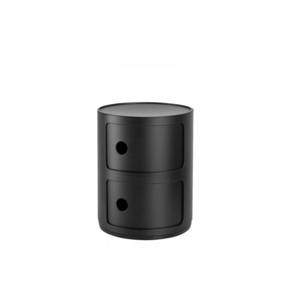 Kartell Συρταριέρα διπλή μαύρη ματ διάμετρος 32cm σειρά Componibili Mat