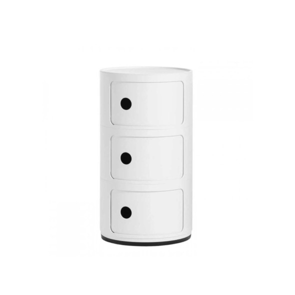 Kartell Συρταριέρα τριπλή λευκή ματ διάμετρος 32cm σειρά Componibili Mat