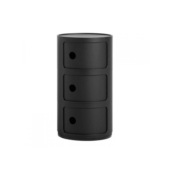 Kartell Συρταριέρα τριπλή μαύρη ματ διάμετρος 32cm σειρά Componibili Mat