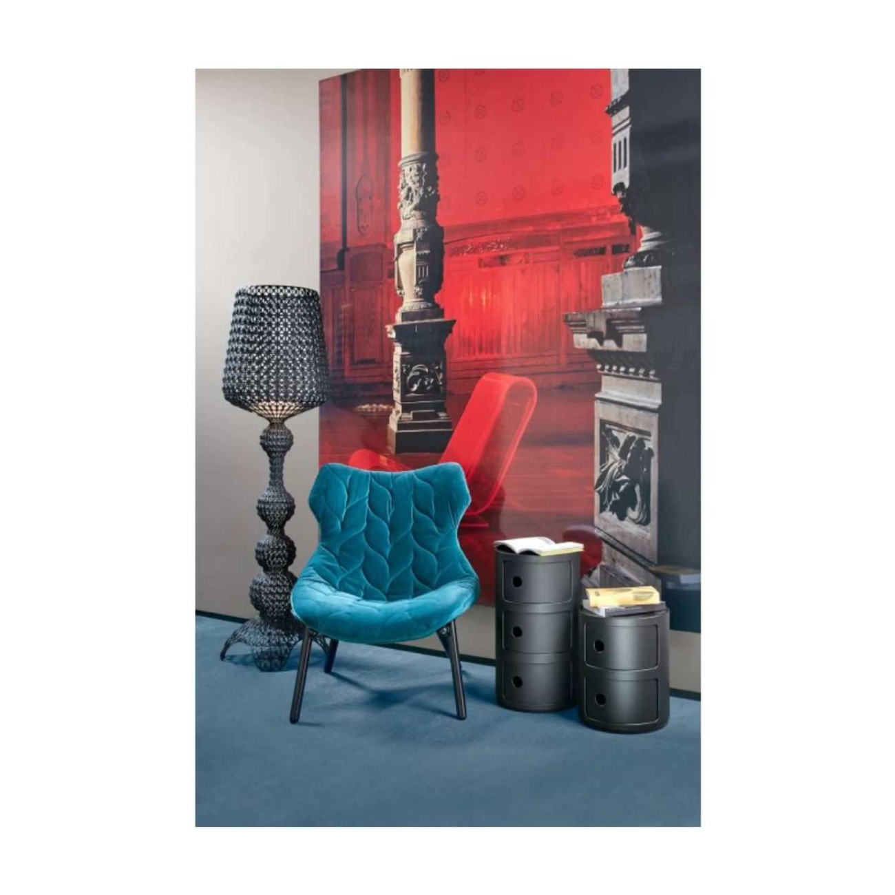 Kartell Συρταριέρα τριπλή μαύρη ματ διάμετρος 32cm σειρά Componibili Mat Συρταριέρες