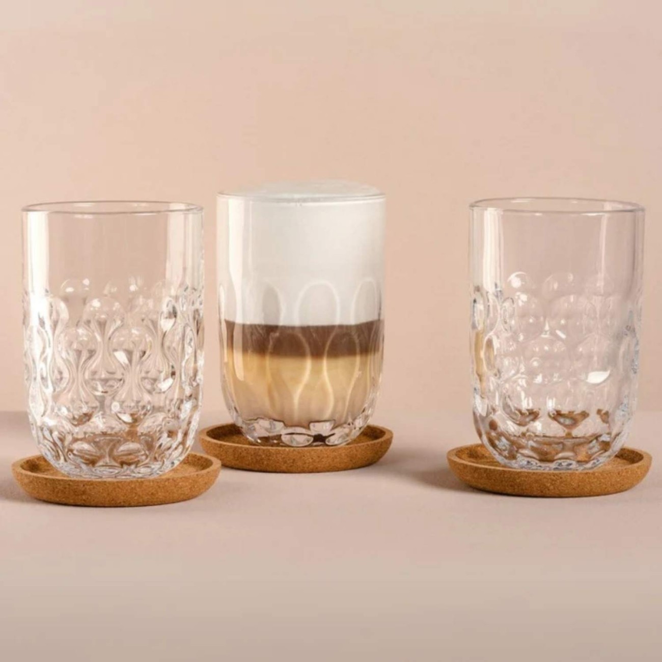 Leonardo Σετ 3 τεμ. φλιτζάνι/πιάτο Latte Macchiato 280ml (max. 390ml) σειρά Gocce Κούπες/Φλυτζάνια