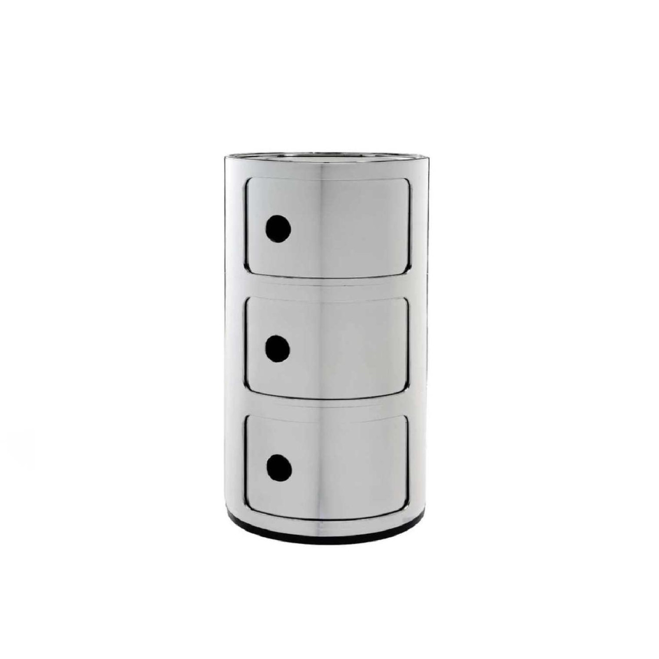 Kartell Συρταριέρα τριπλή ασημί διάμετρος 32 εκ. σειρά Componibili Συρταριέρες
