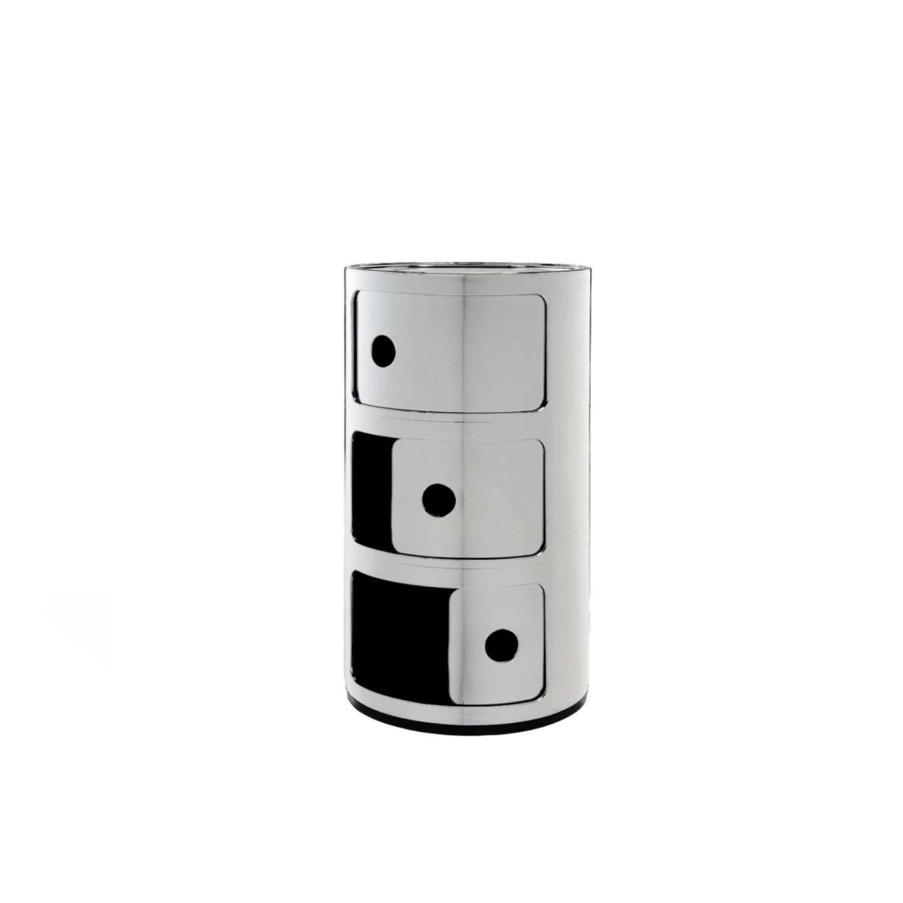 Kartell Συρταριέρα τριπλή ασημί διάμετρος 32 εκ. σειρά Componibili Συρταριέρες