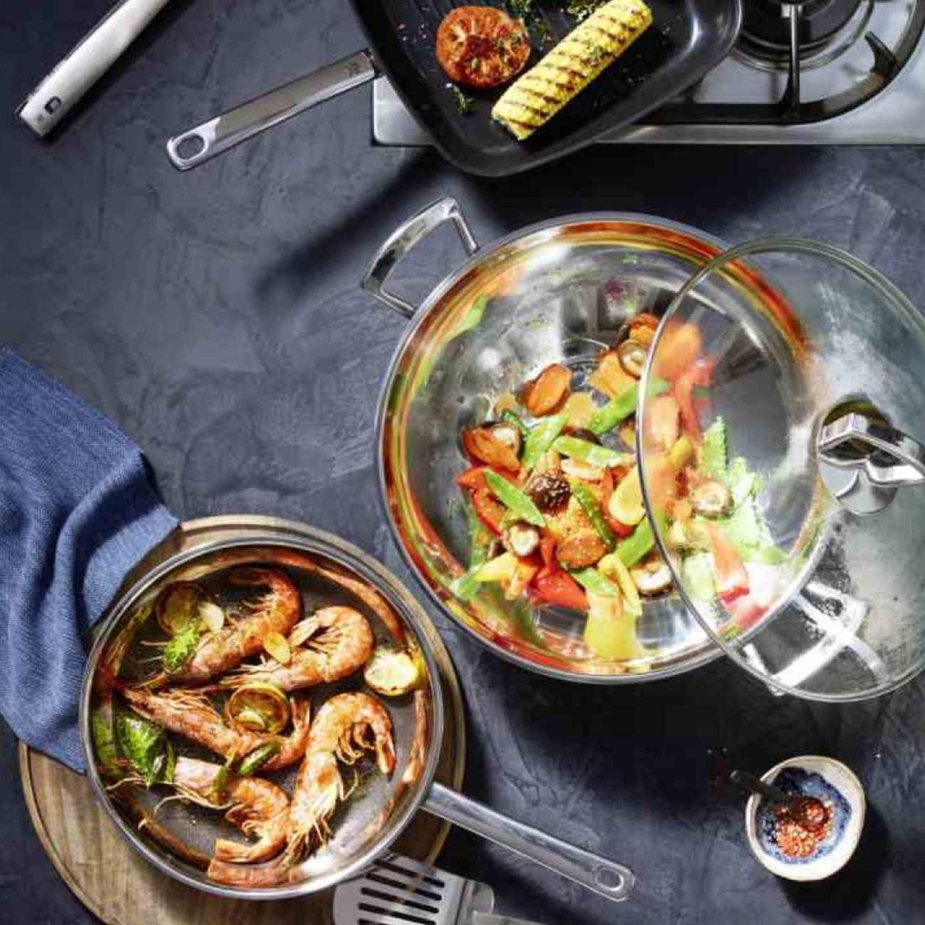 WMF Wok 36εκ. με γυάλινο καπάκι σειρά Kitchen Τηγάνια/Wok