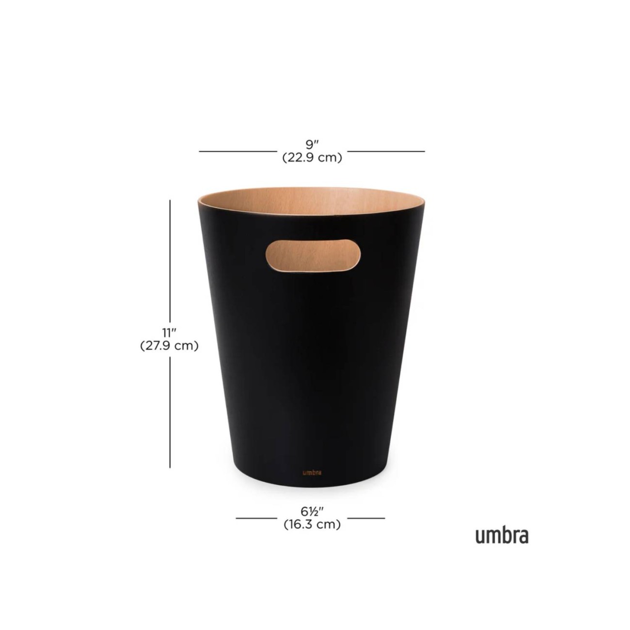 Umbra Κάδος απορριμάτων 28x23cm μαύρο σειρά Woodrow Κάδοι Απορριμμάτων 