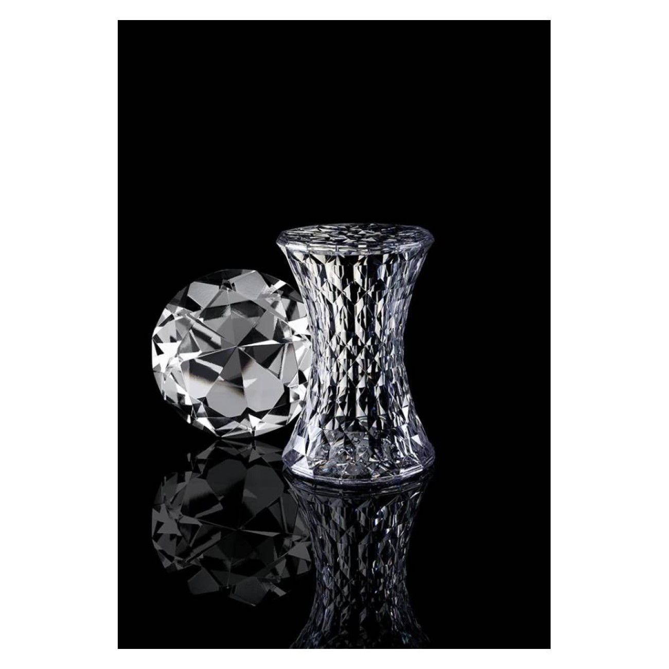 Kartell Σκαμπώ/τραπεζάκι διάφανο 45εκ σειρά Stone Βοηθητικά τραπέζια