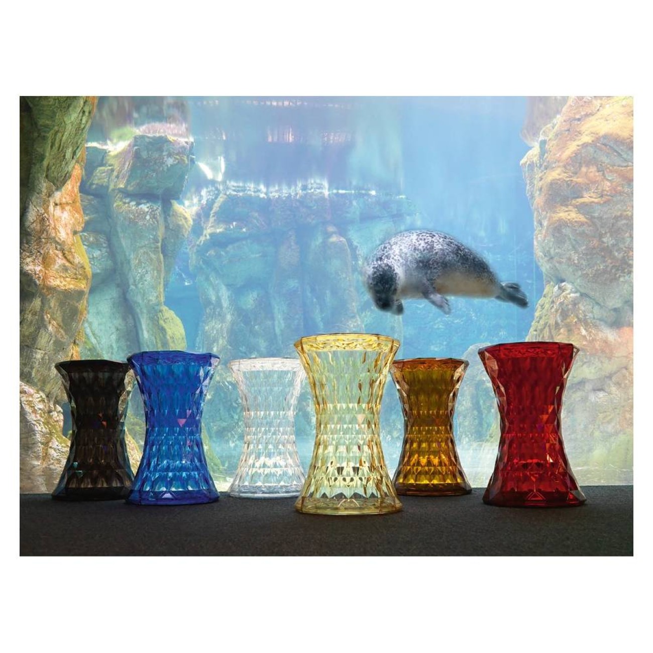 Kartell Σκαμπώ/τραπεζάκι amber 45εκ σειρά Stone Βοηθητικά τραπέζια