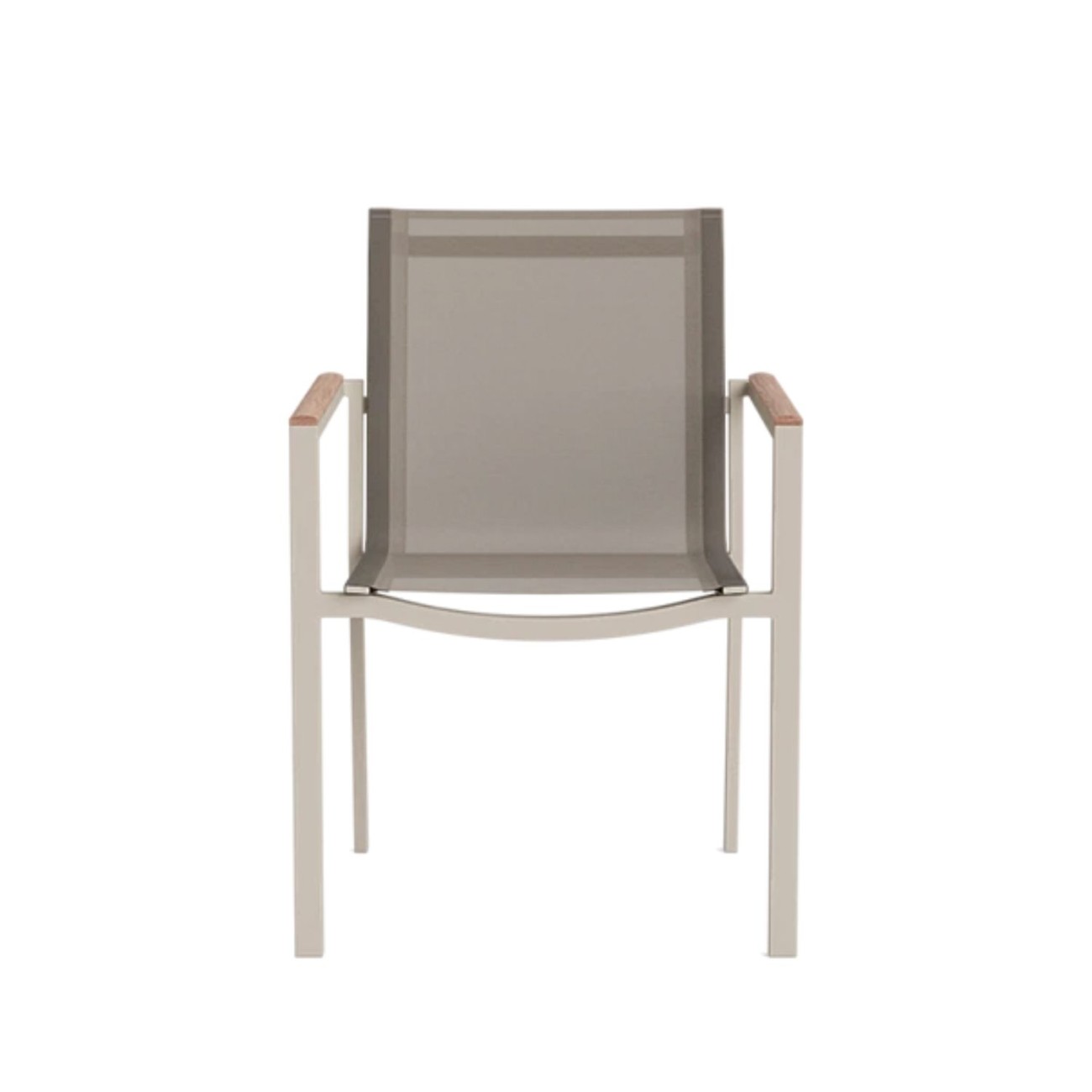 Life Outdoor Living Καρέκλα στοιβαζόμενη μπεζ/taupe με μπράτσα ξύλινα teak σειρά Soho Έπιπλα Κήπου