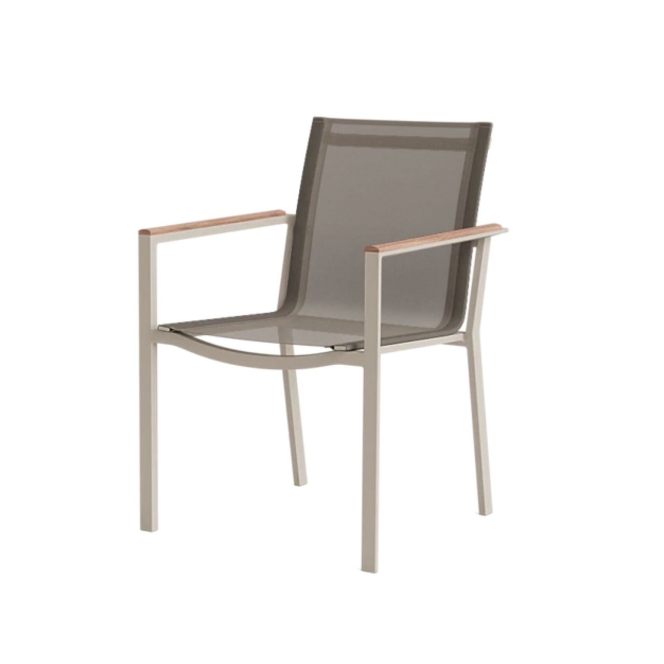 Life Outdoor Living Καρέκλα στοιβαζόμενη μπεζ/taupe με μπράτσα ξύλινα teak σειρά Soho Έπιπλα Κήπου