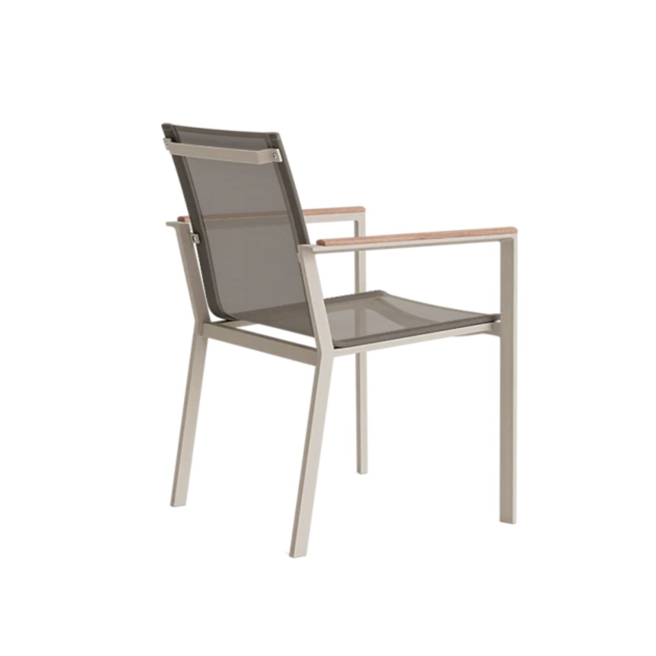 Life Outdoor Living Καρέκλα στοιβαζόμενη μπεζ/taupe με μπράτσα ξύλινα teak σειρά Soho Έπιπλα Κήπου