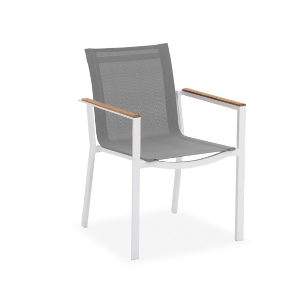 Life Outdoor Living Καρέκλα τραπεζαρίας 59x55x86εκ. στοιβαζόμενη λευκή/γκρι σειρά Soho Life Outdoor Living Καρέκλα τραπεζαρίας 59x55x86εκ. στοιβαζόμενη λευκή/γκρι σειρά Soho