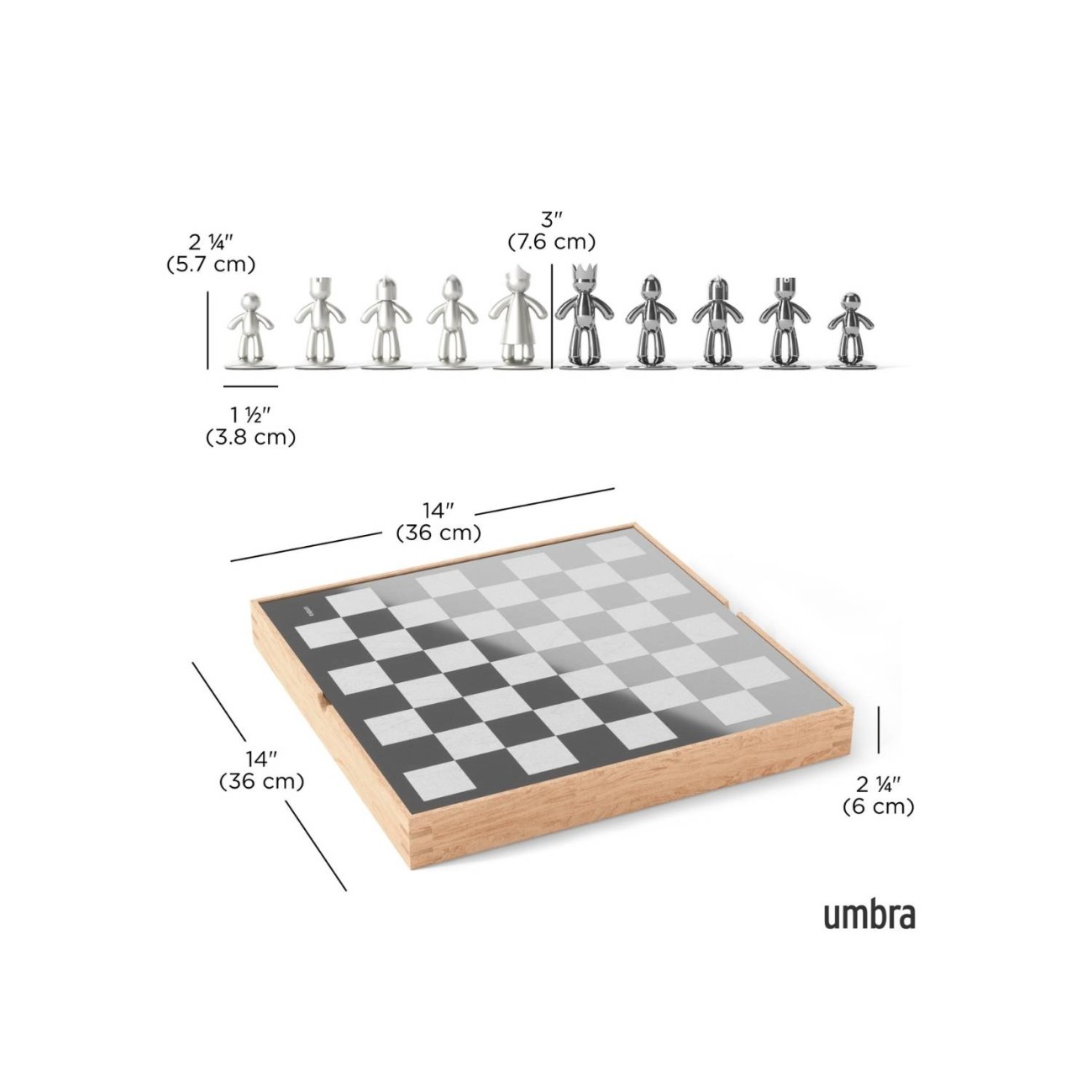 Umbra Σκάκι 36x6cm Φυσικό ξύλο/νίκελ σειρά Buddy Chess New Arrivals