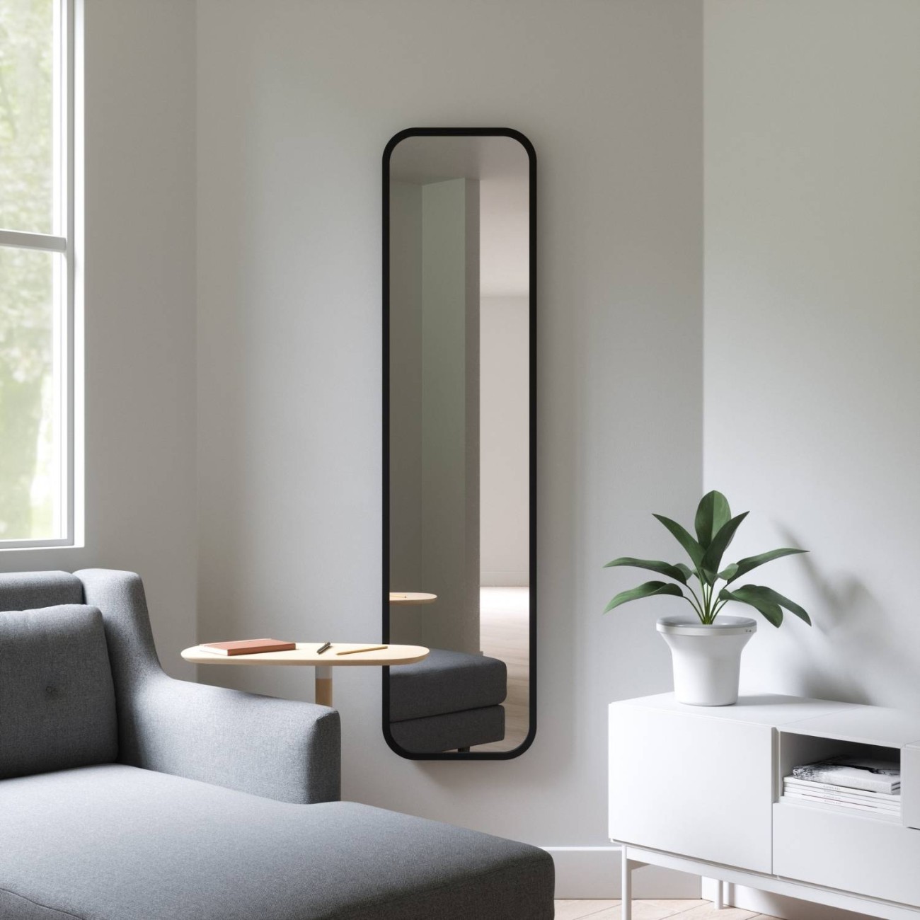 Umbra Καθρέφτης δαπέδου 157x37x5cm μαύρο σειρά Hub Καθρέφτες Τοίχου