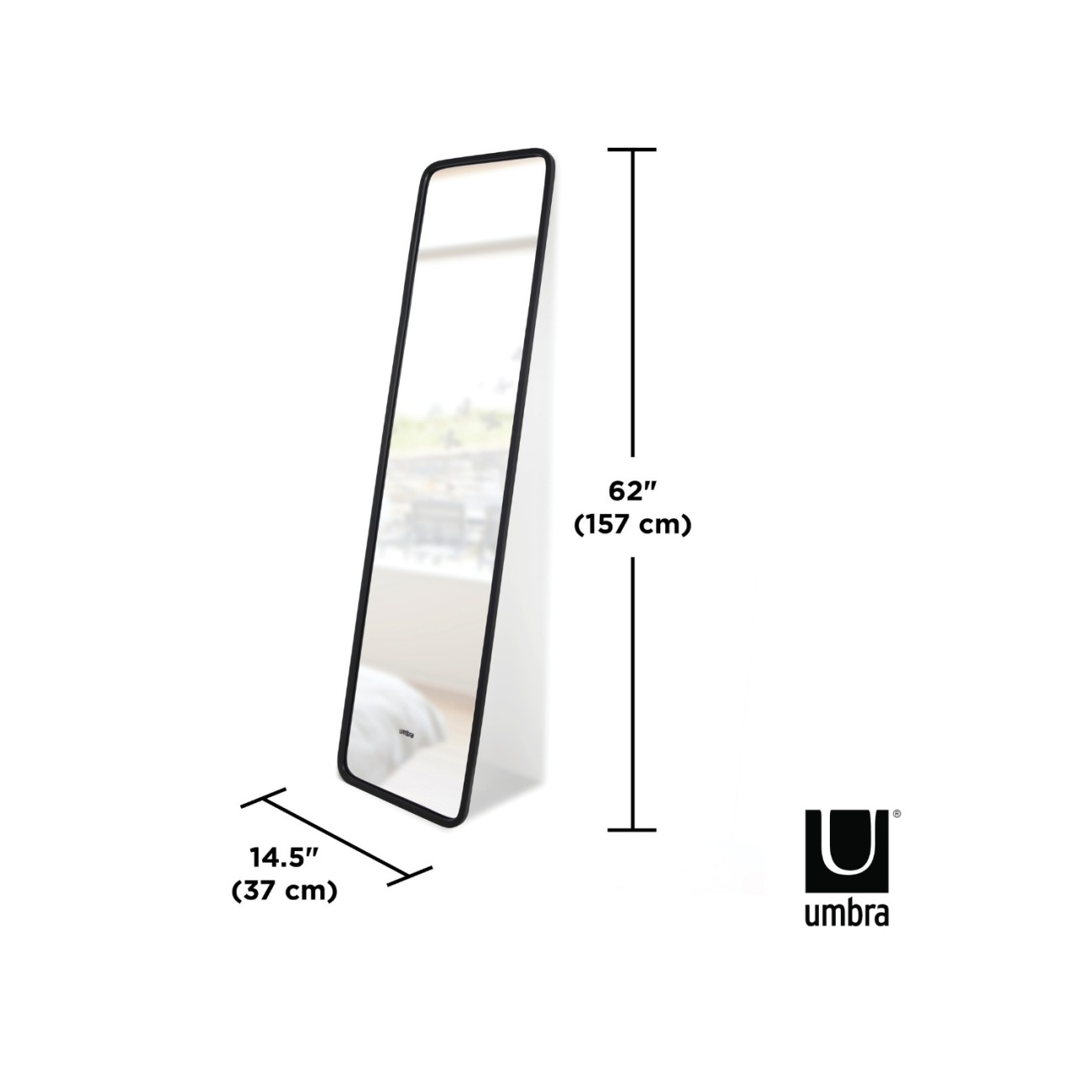 Umbra Καθρέφτης δαπέδου 157x37x5cm μαύρο σειρά Hub Καθρέφτες Τοίχου