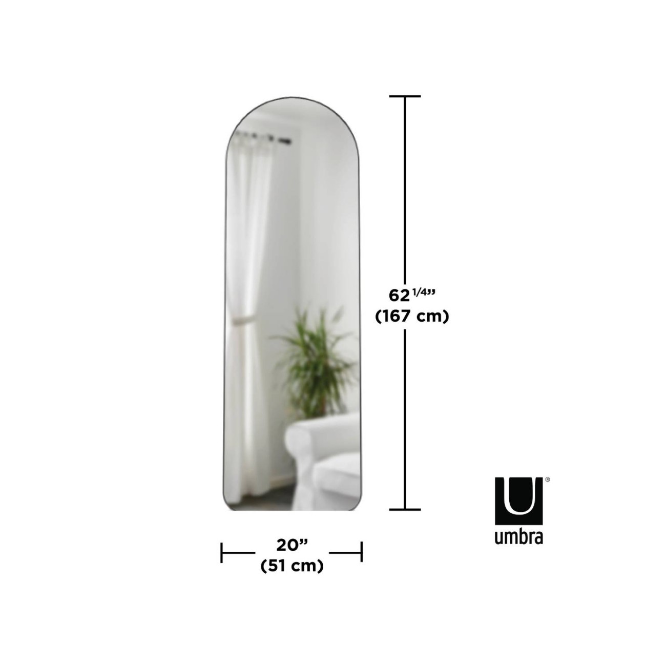 Umbra Καθρέφτης δαπέδου 157x51cm ασημί σειρά Hubba Καθρέφτες Τοίχου