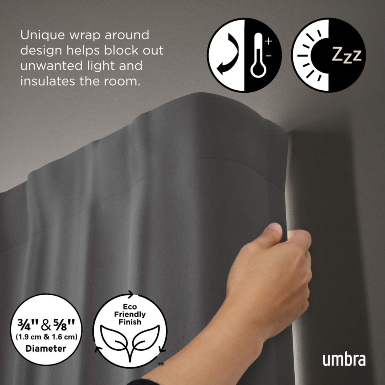 Umbra Κουρτινόξυλο Matte Black επεκτεινόμενο 167-365 cm σειρά Twilight Double Νέα Είδη