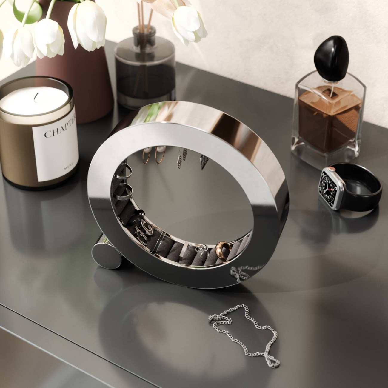 Umbra Θήκη οργάνωσης κοσμημάτων 19cm χρώμιο σειρά Ferris Αξεσουάρ Μπάνιου
