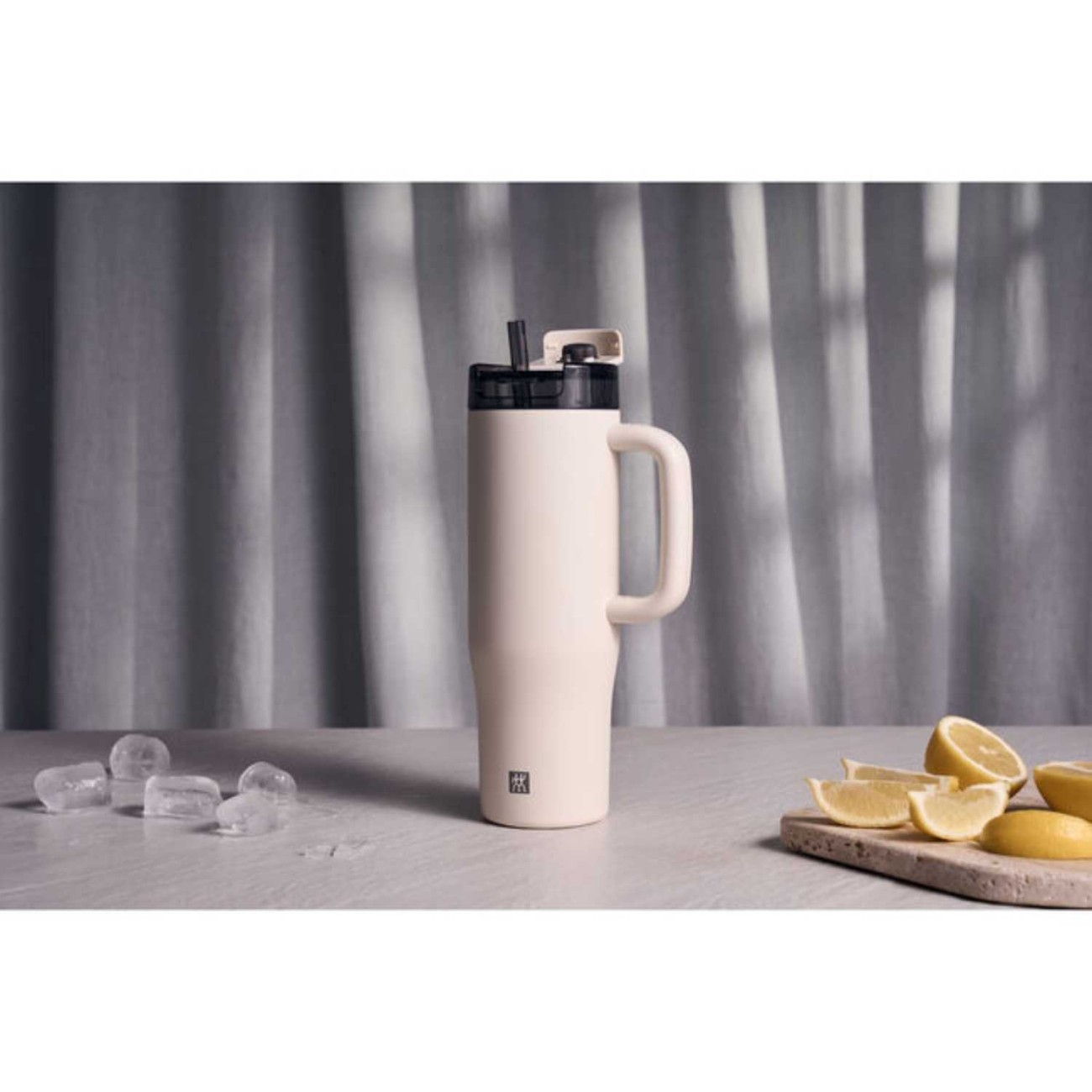 Zwilling J.A. Henckels Ισοθερμική κούπα με καλαμάκι 900ml ανοξείδωτη Cream White σειρά Thermo Plus Θερμός Κανάτες/Κούπες