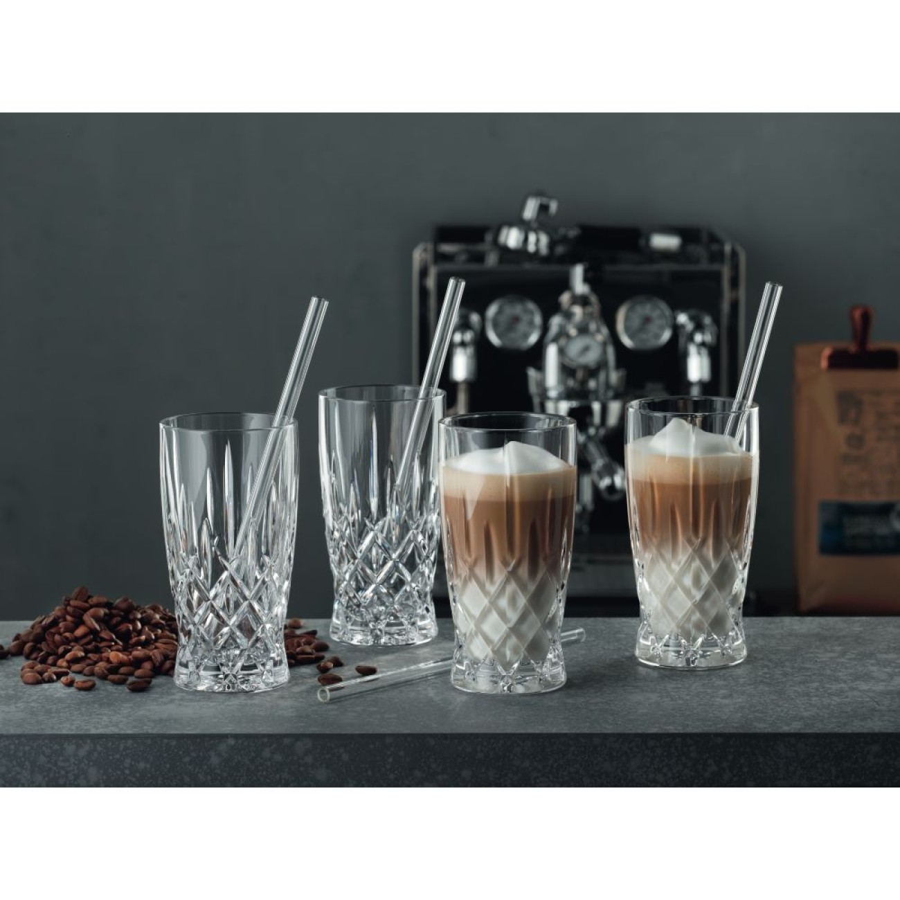 Nachtmann Σετ 4 τεμ. ποτήρια αναψυκτικού/ Latte 350ml. με καλαμάκια σειρά Noblesse Noblesse by Nachtmann