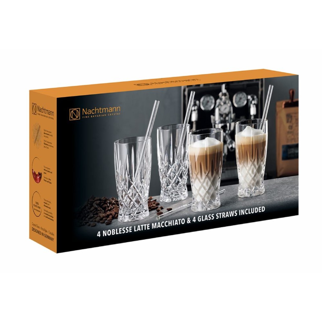 Nachtmann Σετ 4 τεμ. ποτήρια αναψυκτικού/ Latte 350ml. με καλαμάκια σειρά Noblesse Noblesse by Nachtmann