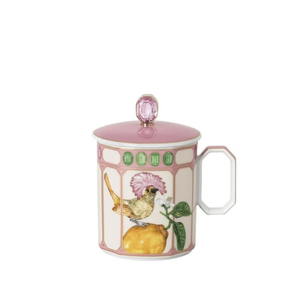 Rosenthal/Swarovski Κούπα 0,39 λτ. με καπάκι Flycatcher Pink σειρά Idyllia Rosenthal/Swarovski Κούπα 0,39 λτ. με καπάκι Flycatcher Pink σειρά Idyllia