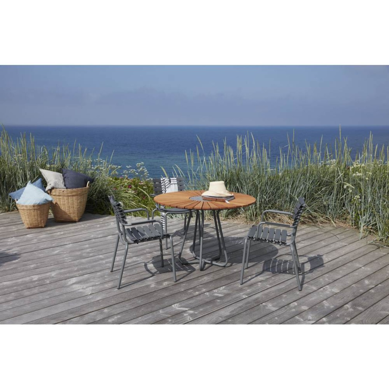 Houe Τραπέζι 150εκ. ξύλο bamboo με πέτρα γρανίτη σειρά Circle Έπιπλα Κήπου