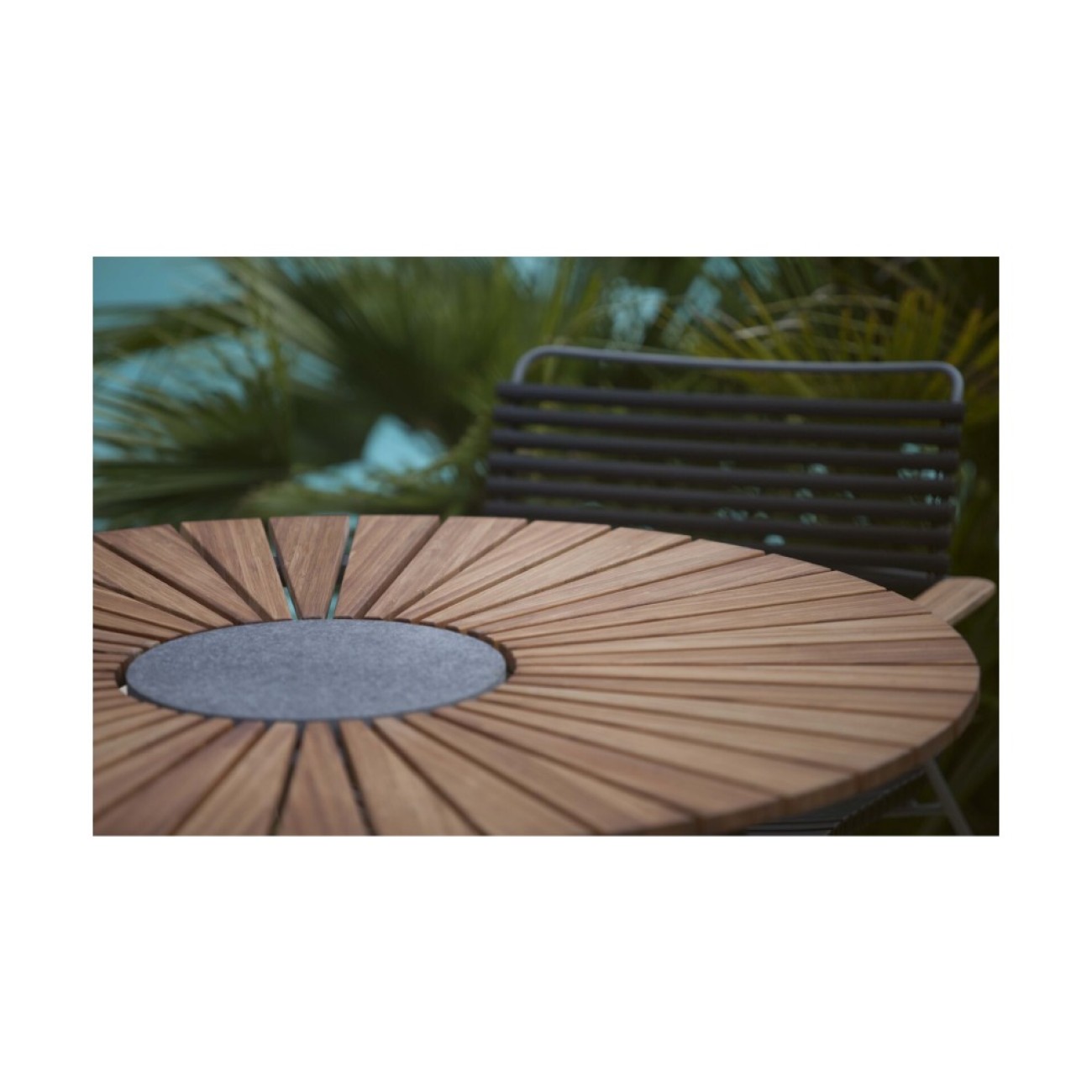 Houe Τραπέζι 150εκ. ξύλο bamboo με πέτρα γρανίτη σειρά Circle Έπιπλα Κήπου