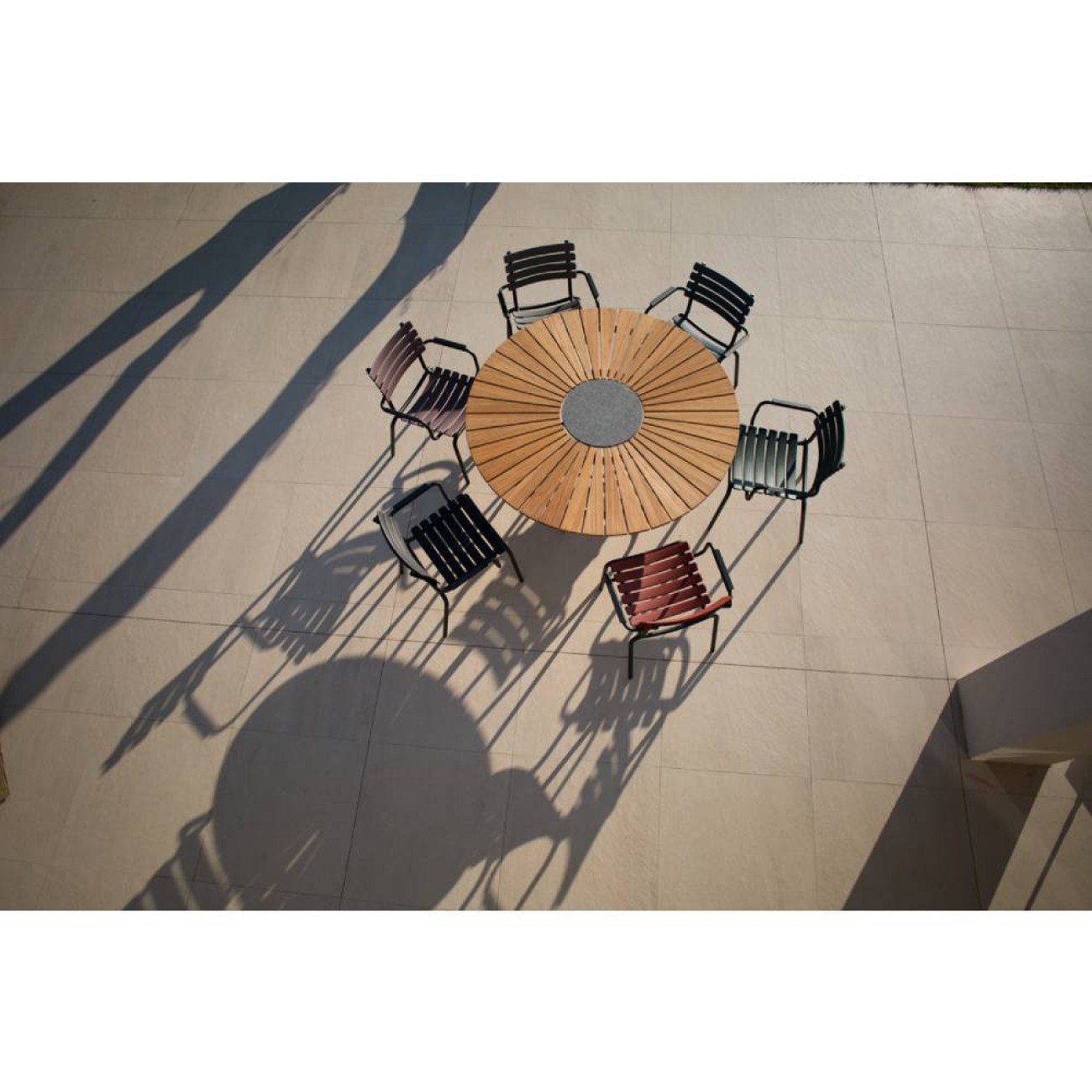 Houe Τραπέζι 150εκ. ξύλο bamboo με πέτρα γρανίτη σειρά Circle Έπιπλα Κήπου