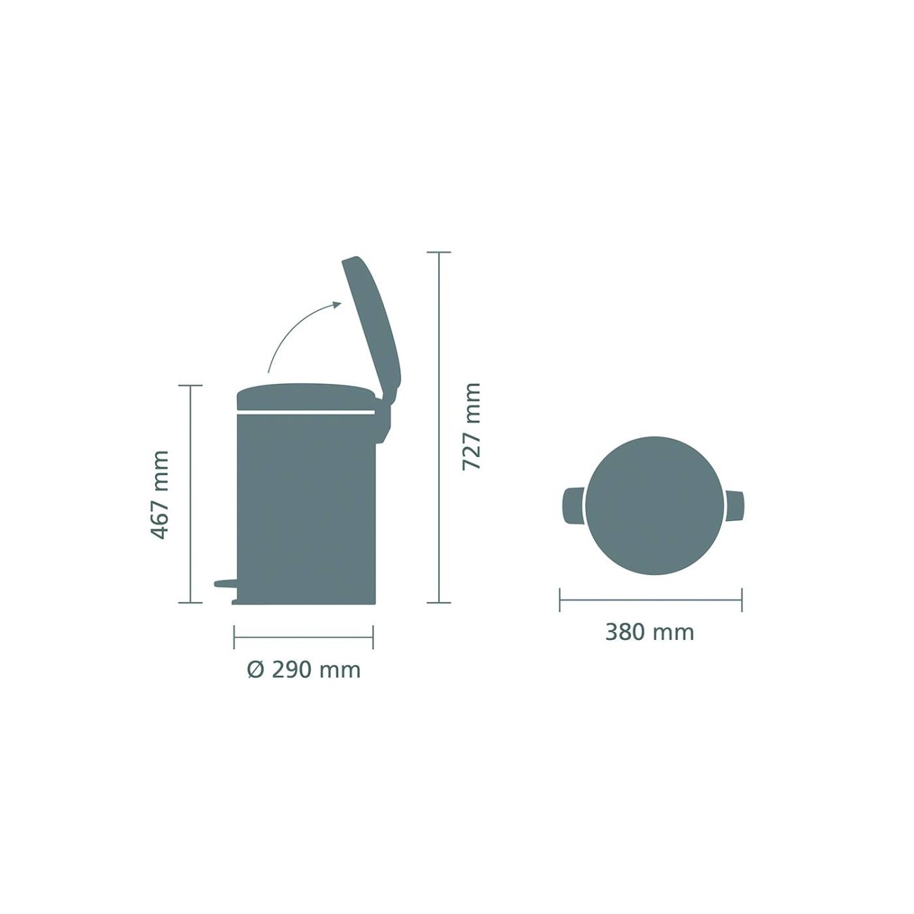 Brabantia Δοχείο απορριμάτων 20 λτ. Matt Steel σειρά New Icon Κάδοι Κουζίνας