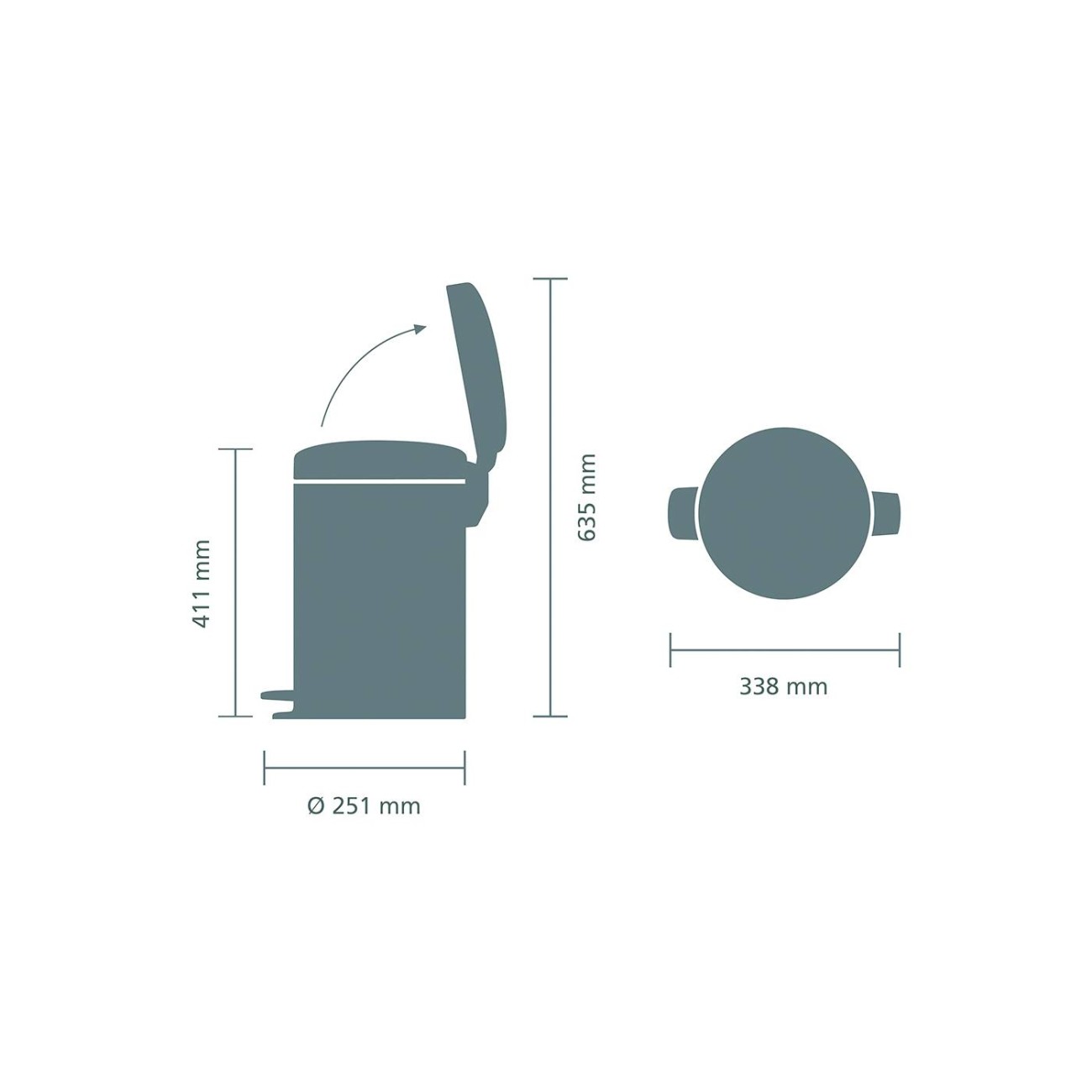 Brabantia Δοχείο απορριμάτων 12 λτ. Matt Steel σειρά New Icon Κάδοι Κουζίνας