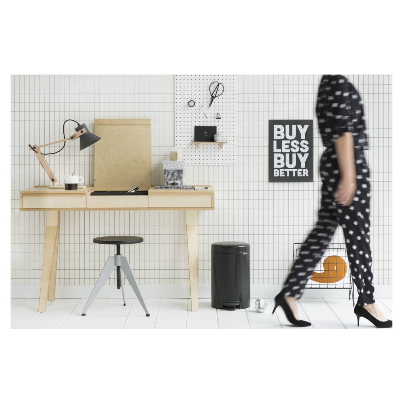 Brabantia Δοχείο απορριμάτων 12 λτ. Matt Black σειρά New Icon Κάδοι Κουζίνας