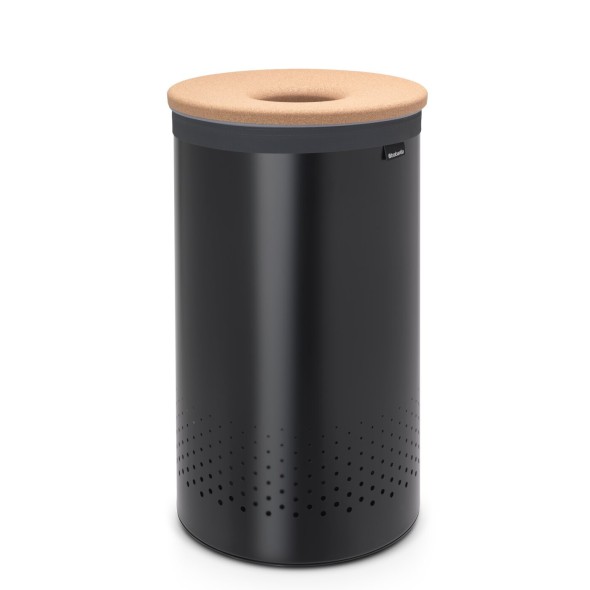 Brabantia Δοχείο για άπλυτα 60lt Matt Black με καπάκι σειρά Cork