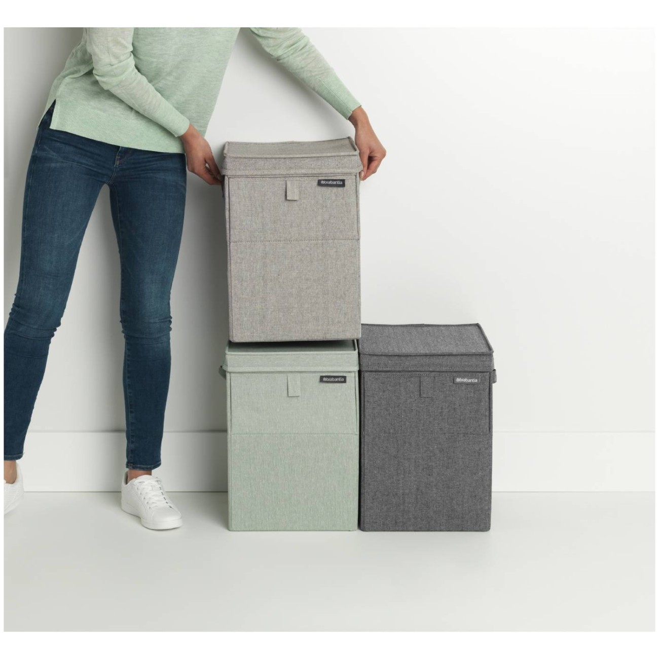 Brabantia Σάκος για άπλυτα 35lt στοιβαζόμενος Pepper Black Κάδοι απλύτων