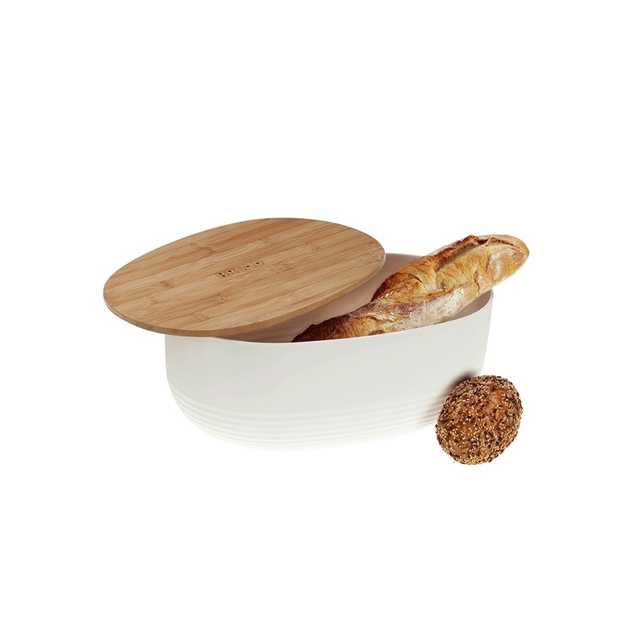 Kela Ψωμιέρα λευκή/bamboo 37,5x23x14cm σειρά Namur Ψωμιέρες