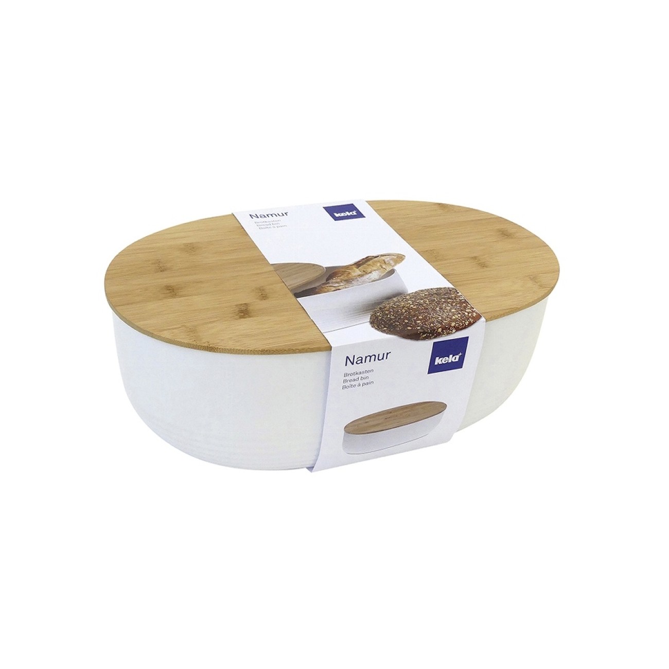 Kela Ψωμιέρα λευκή/bamboo 37,5x23x14cm σειρά Namur Ψωμιέρες
