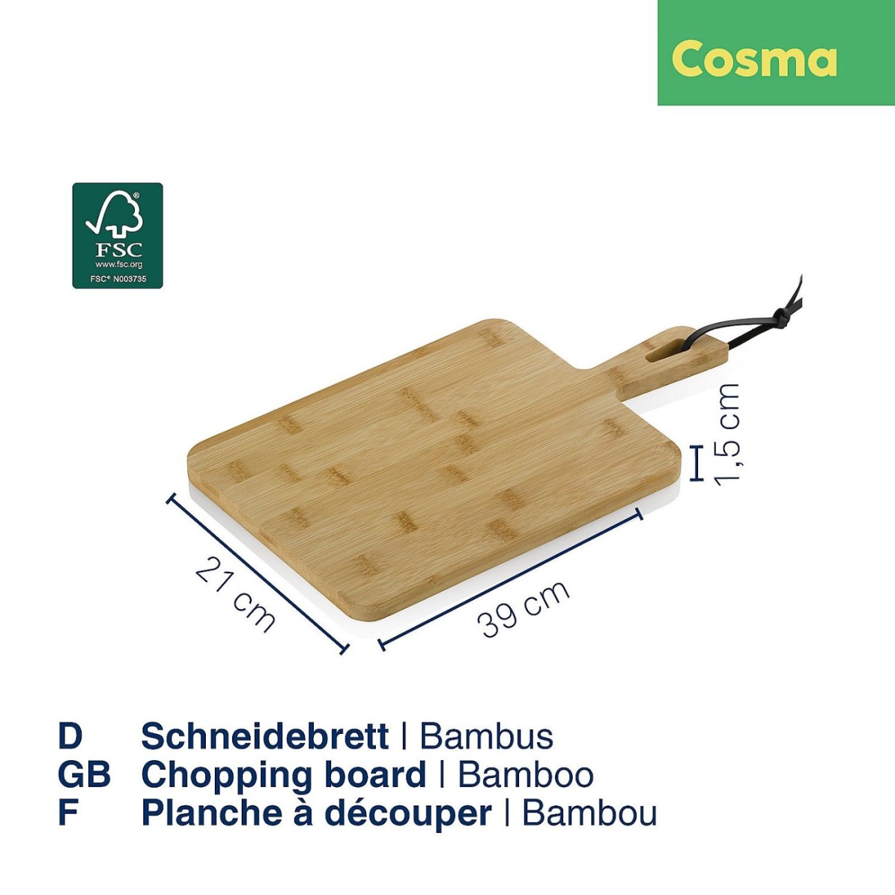 Kela Ξύλο κοπής bamboo 21x39x1,5εκ σειρά Cosma Βάσεις Κοπής