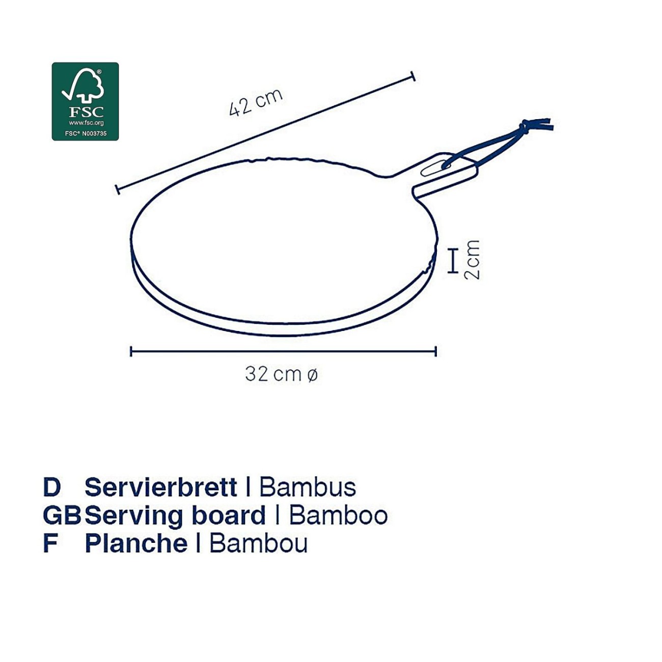 Kela Ξύλο κοπής bamboo Φ32εκ 42x2εκ σειρά Cosma Βάσεις Κοπής
