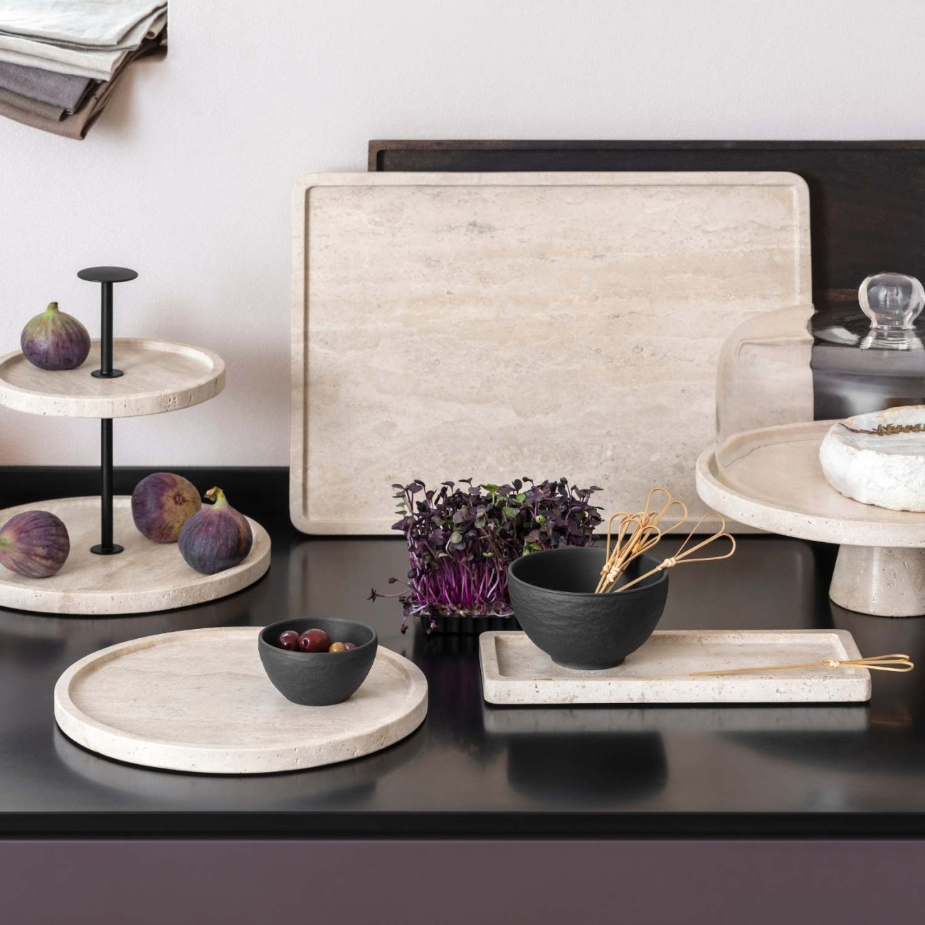 Villeroy & Boch Πιατέλλα στρογγυλή 24,5 εκ. Stoneware σειρά Manufacture Travertine Αξεσουάρ Σερβιρίσματος