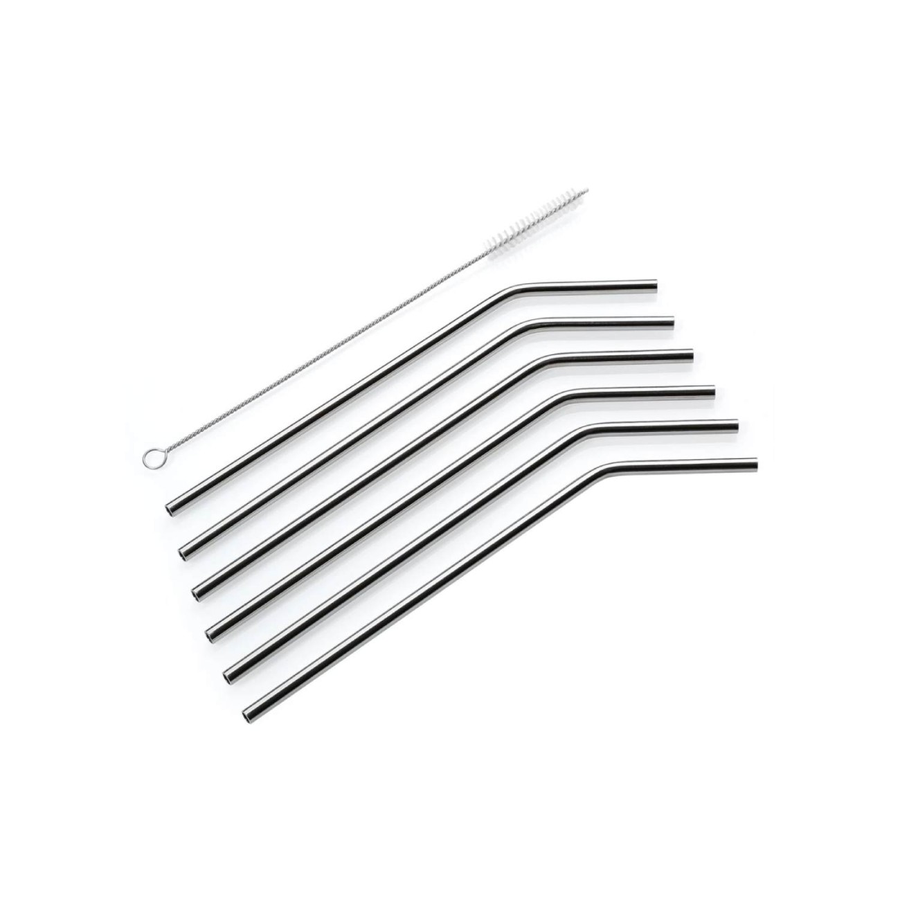 Cilio Σετ 6 τεμ. καλαμάκια 22,5 εκ. curved με βούρτσα σειρά Steel Ποτό/ Bar