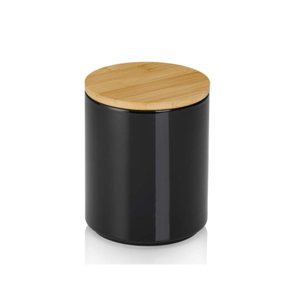 Kela Δοχείο αποθήκευσης κεραμικό/bamboo Φ12x15cm/1lt μαύρο σειρά Cady Kela Δοχείο αποθήκευσης κεραμικό/bamboo Φ12x15cm/1lt μαύρο σειρά Cady