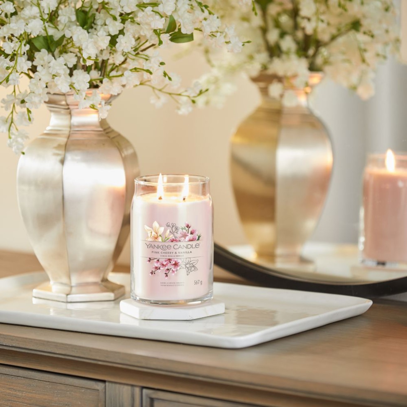 Yankee Candle Αρωματικό Κερί Signature σε Γυάλινο Δοχείο Large σειρά Pink cherry & vanilla Γυάλινα δοχεία Yankee Candle