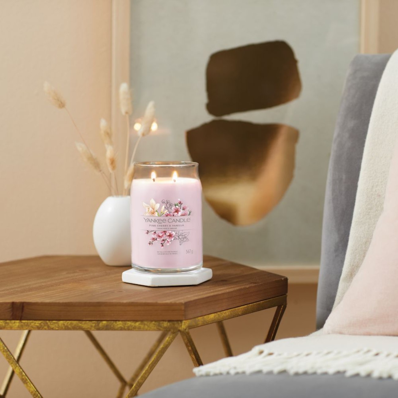 Yankee Candle Αρωματικό Κερί Signature σε Γυάλινο Δοχείο Large σειρά Pink cherry & vanilla Γυάλινα δοχεία Yankee Candle