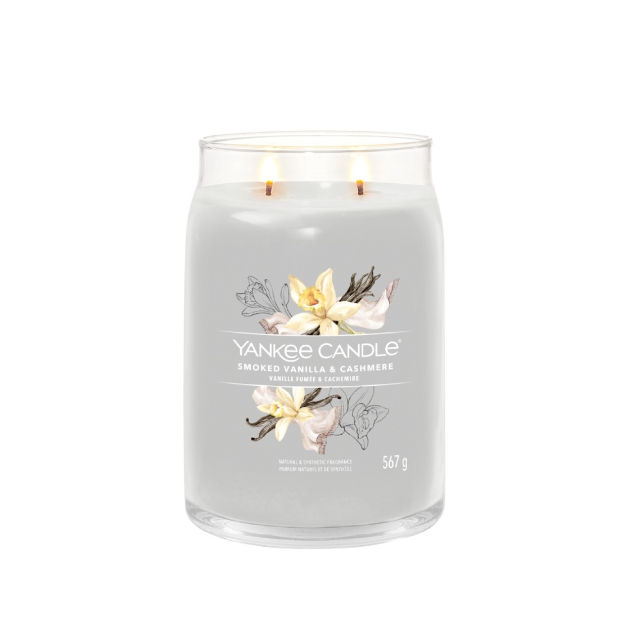 Yankee Candle Αρωματικό Κερί Signature σε Γυάλινο Δοχείο Large σειρά Smoked Vanilla & Cashmere
 Γυάλινα δοχεία Yankee Candle